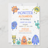 Verjaardagsuitnodiging Monster Jongen Kaart (Voorkant)