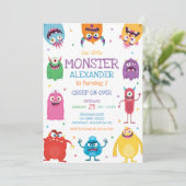 Verjaardagsuitnodiging Monster Jongen Kaart (Staand voorkant)