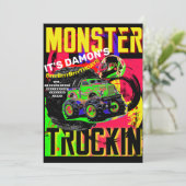 VERJAARDAGSUITNODIGING MONSTER TRUCK KAART (Staand voorkant)