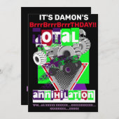 VERJAARDAGSUITNODIGING MONSTER TRUCK KAART (Voorkant / Achterkant)