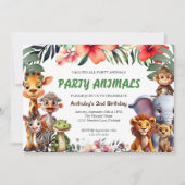 Verjaardagsuitnodiging Mooie Jungle Dieren Kaart (Voorkant)