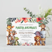 Verjaardagsuitnodiging Mooie Jungle Dieren Kaart (Staand voorkant)