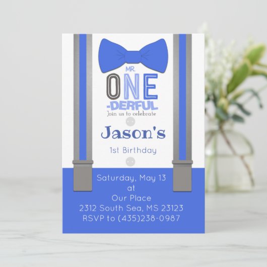 Verjaardagsuitnodiging Mr. One-derful Kaart (Staand voorkant)