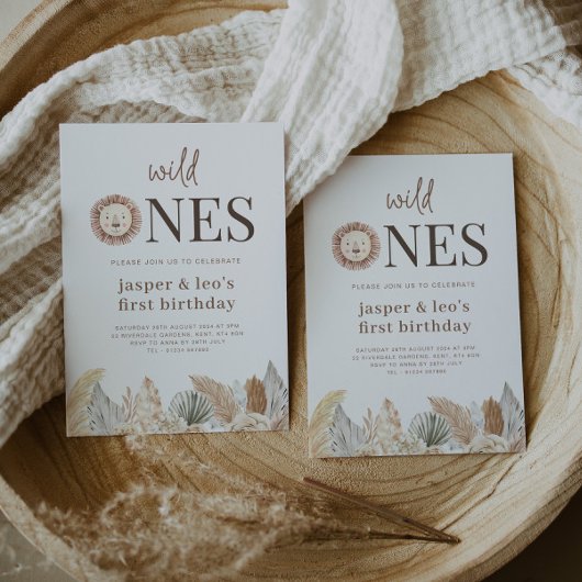 Verjaardagsuitnodiging neutrale bladeren Wild Ones Kaart