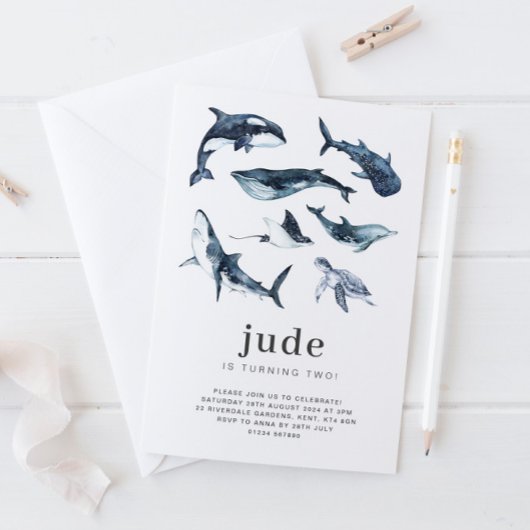 Verjaardagsuitnodiging Oceandieren Kaart