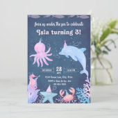 Verjaardagsuitnodiging Onder de Zee Kaart (Staand voorkant)