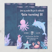Verjaardagsuitnodiging Onder de Zee Kaart (Voorkant / Achterkant)