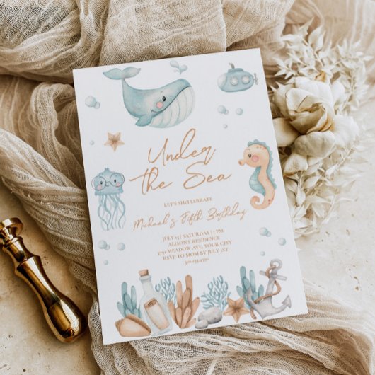 Verjaardagsuitnodiging 'Onder de Zee' Kaart