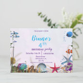 Verjaardagsuitnodiging onderwater zee kaart (Staand voorkant)