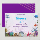 Verjaardagsuitnodiging onderwater zee kaart (Voorkant / Achterkant)