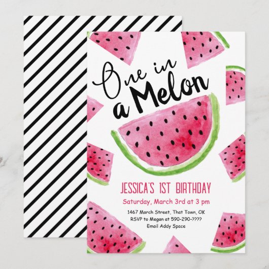 Verjaardagsuitnodiging One in a Melon Kaart (Voorkant / Achterkant)