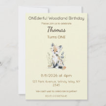 Verjaardagsuitnodiging ONEderful Woodland