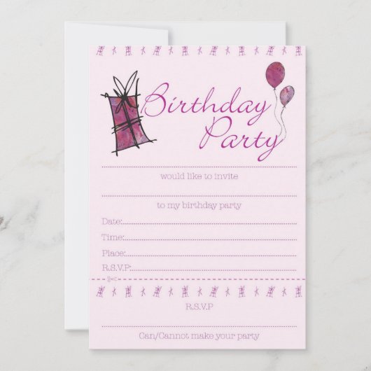 Verjaardagsuitnodiging ontwerp kaart (Voorkant)