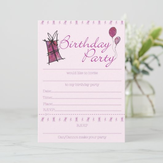 Verjaardagsuitnodiging ontwerp kaart (Staand voorkant)