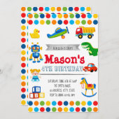 verjaardagsuitnodiging op feestdag in Toyland Kaart (Voorkant / Achterkant)