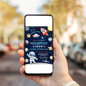 Verjaardagsuitnodiging Outer Space Galaxy Boy Kaart