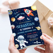 Verjaardagsuitnodiging Outer Space Galaxy Boy Kaart