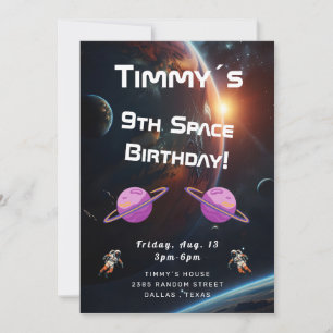 Verjaardagsuitnodiging Outer Space Spacey Kaart