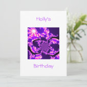 Verjaardagsuitnodiging Paarse Nevel op Wit Kaart (Staand voorkant)