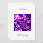 Verjaardagsuitnodiging Paarse Nevel op Wit Kaart (Voorkant / Achterkant)