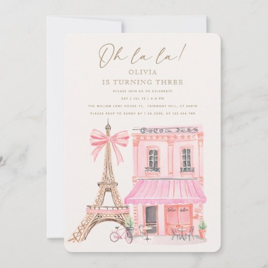 Verjaardagsuitnodiging Parijse Café Kaart (Voorkant)