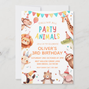 Verjaardagsuitnodiging Party Animals Kaart