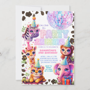 Verjaardagsuitnodiging Party Animals Regenboog D Kaart