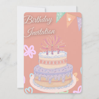 Verjaardagsuitnodiging Pastel | Bewerkbare Verjaar Kaart