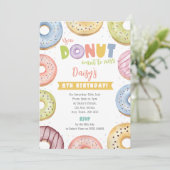Verjaardagsuitnodiging Pastel Donut - Donut Want T Kaart (Staand voorkant)