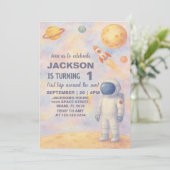 Verjaardagsuitnodiging Pastel Outer Space Kaart (Staand voorkant)