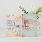 Verjaardagsuitnodiging Pastel Outer Space Kaart (Staand voorkant)