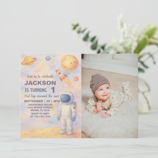 Verjaardagsuitnodiging Pastel Outer Space Kaart (Staand voorkant)