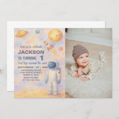 Verjaardagsuitnodiging Pastel Outer Space Kaart (Voorkant / Achterkant)