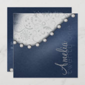 Verjaardagsuitnodiging Pearl Square Kaart (Voorkant / Achterkant)