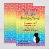 verjaardagsuitnodiging Penguin Kaart (Voorkant / Achterkant)