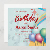 Verjaardagsuitnodiging Personaliseer Kaart (Voorkant / Achterkant)