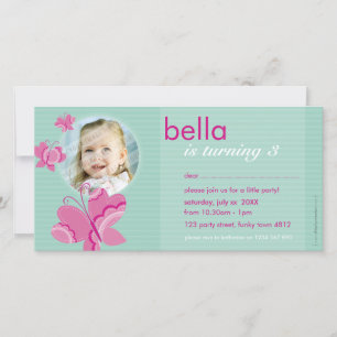 VERJAARDAGSUITNODIGING PHOTOCARD :: flutterbybutte