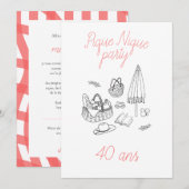 Verjaardagsuitnodiging Picknick Kaart (Voorkant / Achterkant)