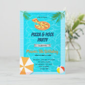 verjaardagsuitnodiging Pizza-pool Bedankkaart (Staand voorkant)