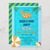 verjaardagsuitnodiging Pizza-pool Bedankkaart (Voorkant / Achterkant)