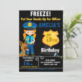 verjaardagsuitnodiging politie Cops party Kaart (Staand voorkant)