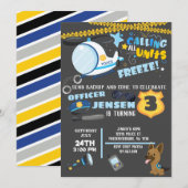 Verjaardagsuitnodiging politie kaart (Voorkant / Achterkant)