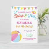 Verjaardagsuitnodiging Poolparty Spetter Spat Meis Kaart (Staand voorkant)