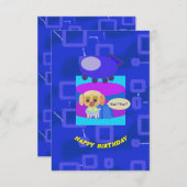 Verjaardagsuitnodiging Puppy Ruimteschip Kaart (Voorkant / Achterkant)