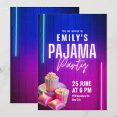 Verjaardagsuitnodiging Pyjama Feest, Uitnodiging S (Voorkant / Achterkant)