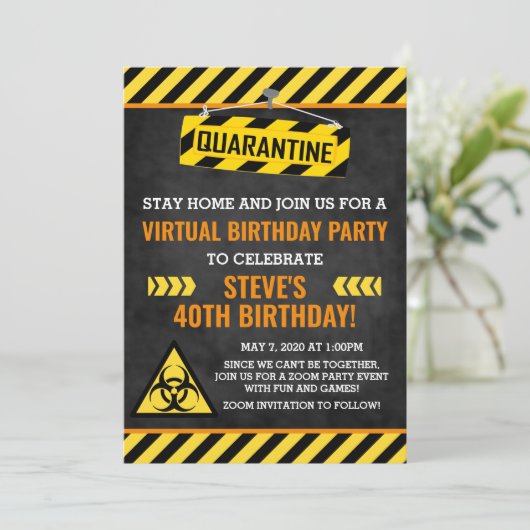 Verjaardagsuitnodiging quarantaine, volwassenen hu kaart (Staand voorkant)