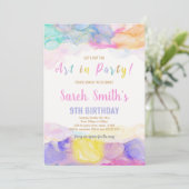 Verjaardagsuitnodiging Rainbow Color Paint Kaart (Staand voorkant)