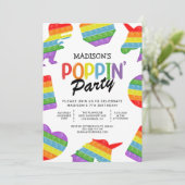 Verjaardagsuitnodiging Rainbow Pop It Kaart (Staand voorkant)