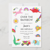 Verjaardagsuitnodiging Regenboog Dieren Kaart (Voorkant)