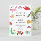 Verjaardagsuitnodiging Regenboog Dieren Kaart (Staand voorkant)